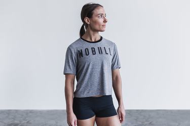 Nobull Boxy Women's T Shirts Grey | Australia (CX7052)